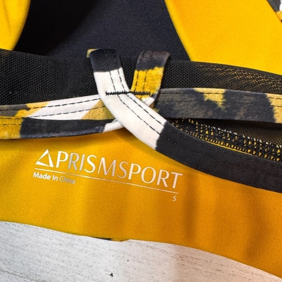 Prismsport Strappy Yellow Leaf Sports Bra Mesh NWT Small - Picture 7 of 8